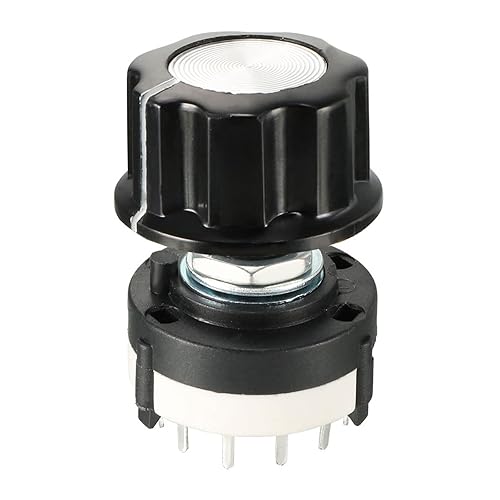 Interruptor giratorio selector de banda (pomo), 2P6T 2 polos 6 tiros, 1 cubierta para radio, TV, unidad de control de máquina industrial  1 unidad