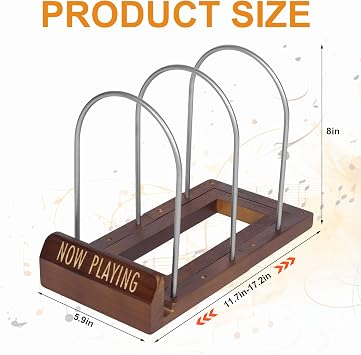 Vinyl Record Storage Stand, Expandable Vinyl Stand for 30-70 LPs, Now Playing Records Holder, Adjustable Vinyl Display Rack, Wood Record Holder for Albums, CDs, Magazines