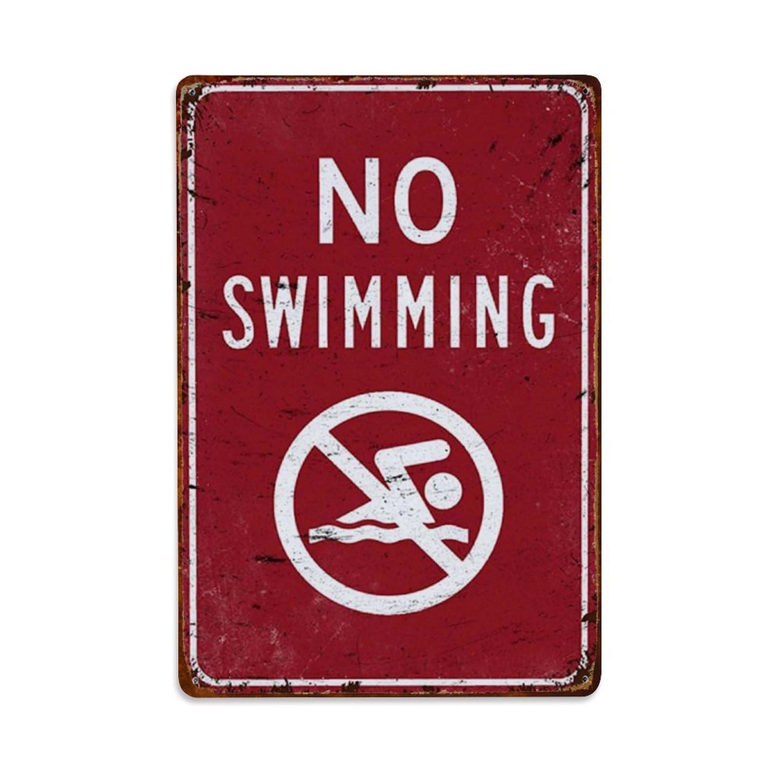 Rkundrne Vintage No Swimming Swimming Pool Metal Tin Sign Garden Bedroom Cafe Bar Man Cave Home Wall Decor Metal Poster 8X12 In