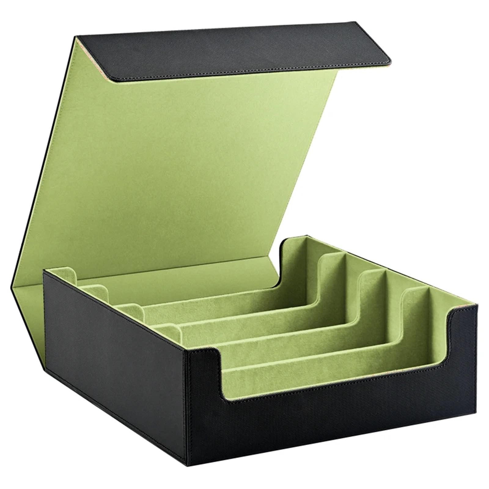 Deck Box Caja de almacenamiento for tarjetas coleccionables, contiene, caja cuero magnética, se adapta a Magic(Black Lemon Green)