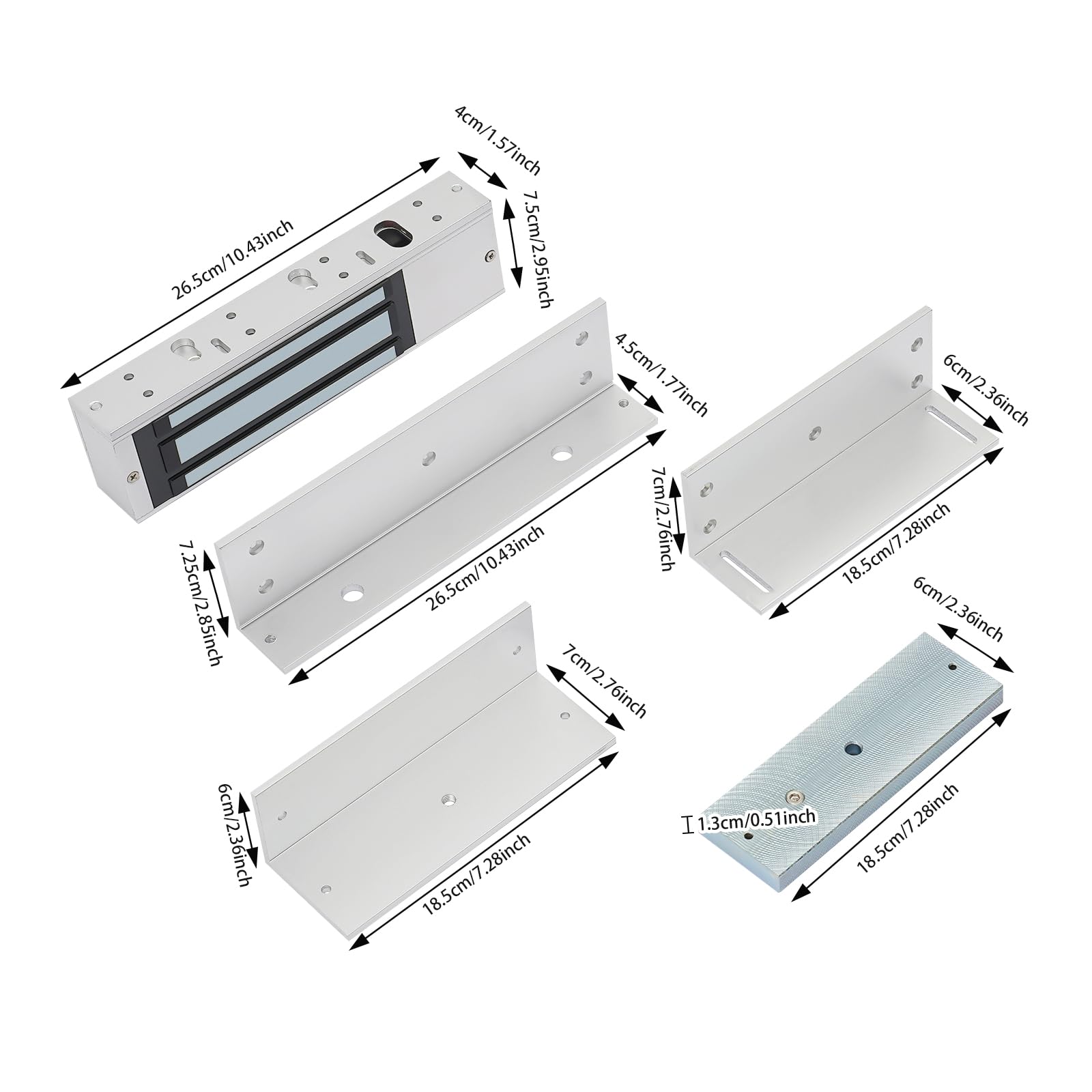 Giciashop Electric Magnetic Lock, 500KG Electric Lock with Z and L Bracket, Magnetic Door Lock w/12V Fail Safe NC Mode for Access Control System, Suitable for Wooden Doors, Glass Doors, Metal Doors