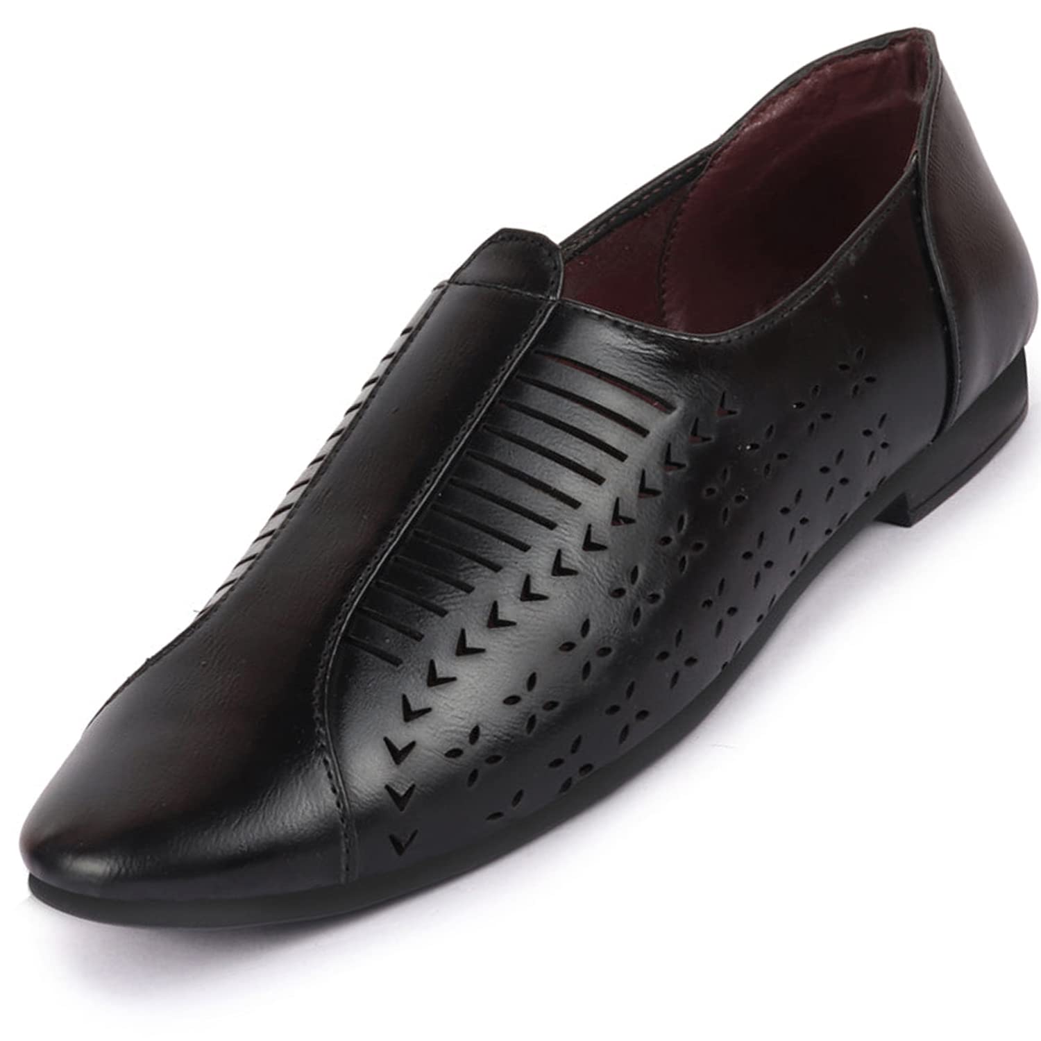 FAUSTO Basics FST FOBME-1001 BLACK-44 Mens Black Laser Cut Stitched Ethnic Juttis and Mojaris (10 UK) (B0B636923H) Amazon Price History, Amazon Price Tracker