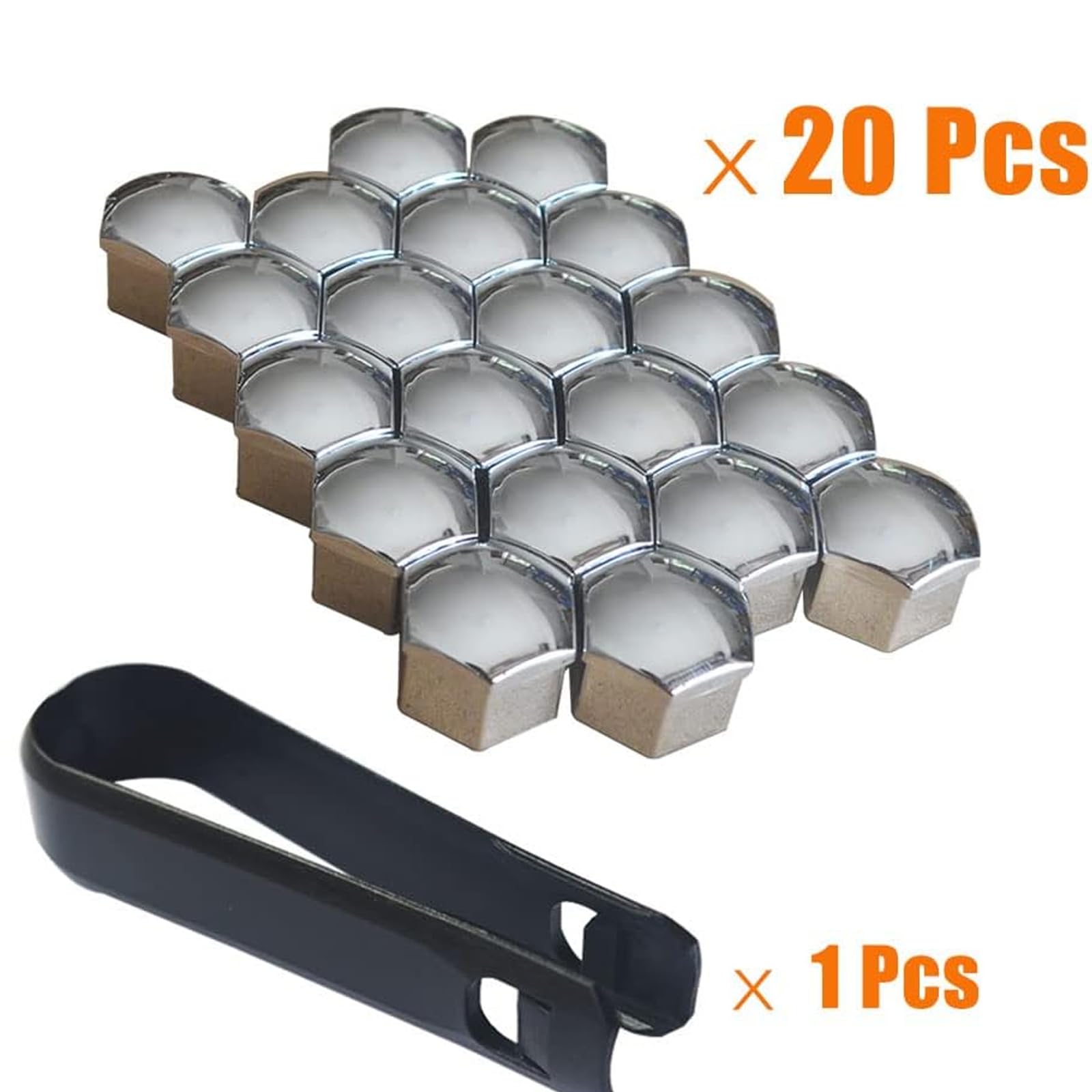 AutoStyle Set universele wielmoerkapjes - Chroom Staal - 17mm - set à 20 stuks