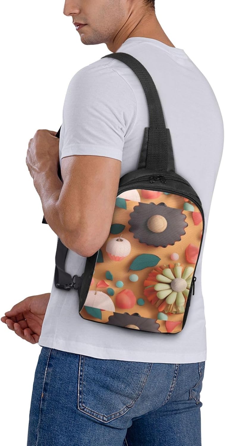 Cut Paper With Colourful Sunflowers Adjustable Strap Large Capacity Double Layer Crossbody Chest Bag 7.7x2.4x11.8in For Camping Travel Daily Leisure Activities