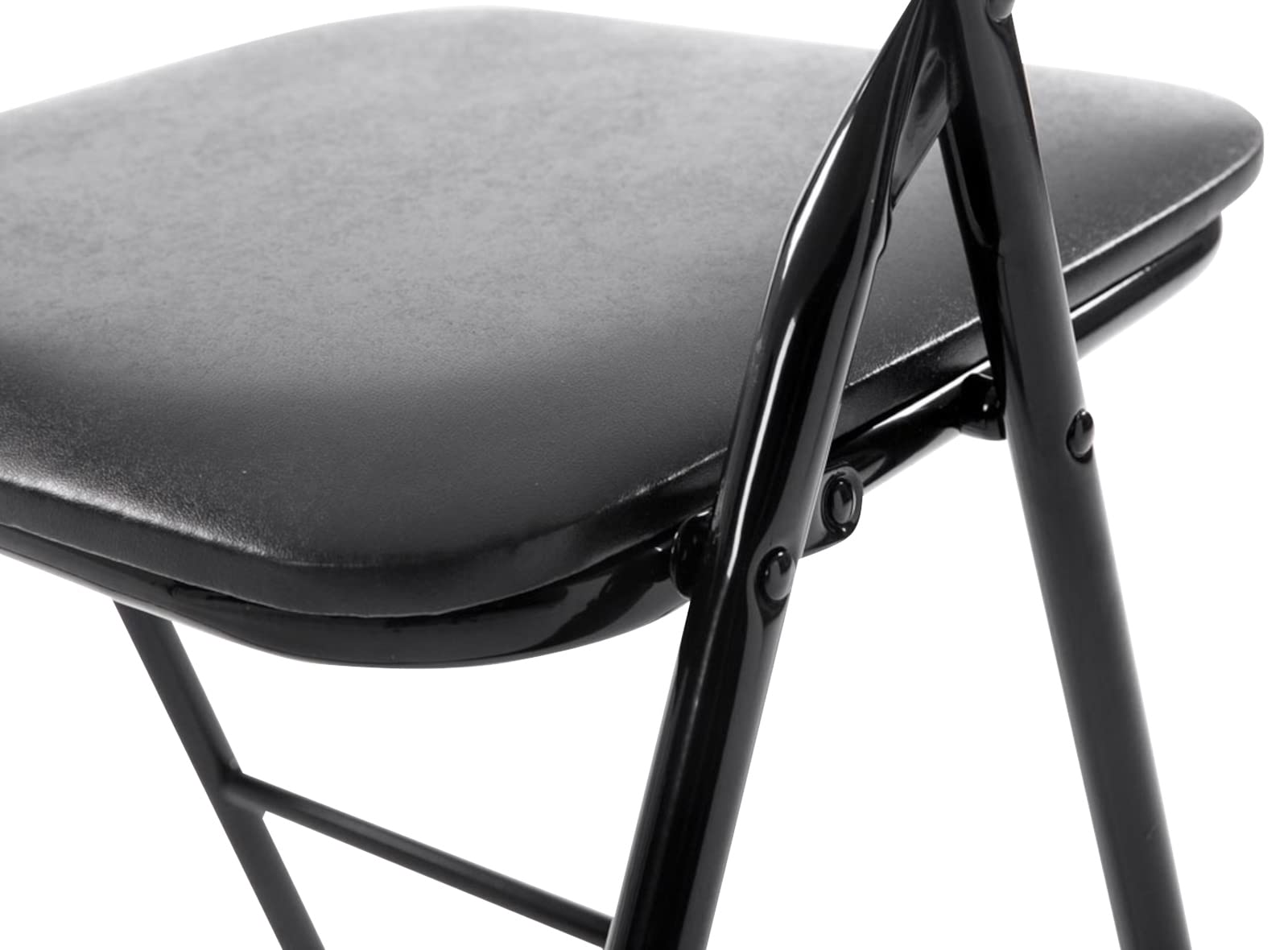 CLP 2er Set Klappstuhl Felix Gepolstert I Küchenstuhl Mit Metallgestell I Kunstleder PVC Sitz Gepolstert I Stühle Klappbar I Campingstühle, Farbe:schwarz/schwarz