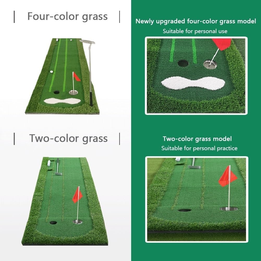 Tapete verde para golf – Ayuda profesional de entrenamiento en interiores y exteriores con banderas para práctica en el patio trasero, niveles de habilidad