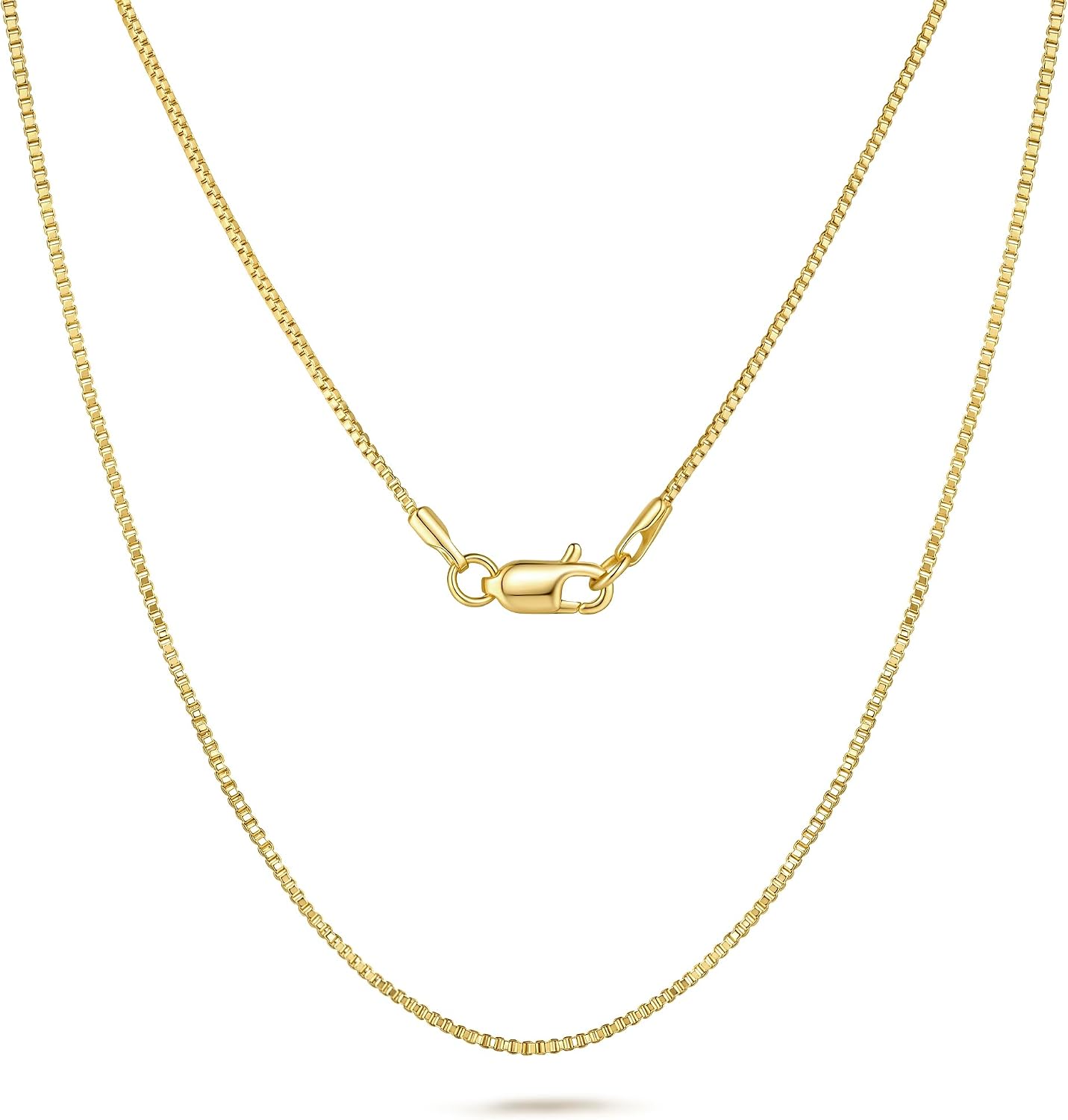 14K Gold Necklaces for Women Gold Box Chain Necklace for Women Gold Necklace for Womens Classic and Effortlessly Cool Box Chain Necklace Chains for Womens 14/16/18/20/22/24/26 in