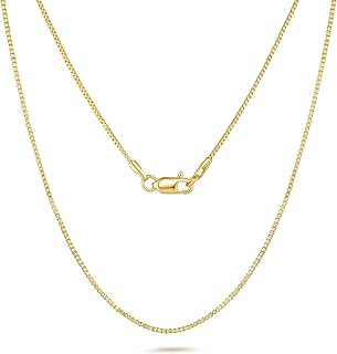 14K Gold Necklaces for Women Men 0.8/1.1/1.3mm Box Chain Necklace