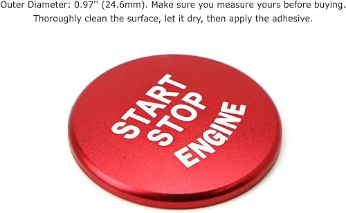 Miniatura 7 de iJDMTOY (1) Cubierta de botón de arranque de aluminio rojo inspirado en deportes de carreras, compatible con BMW Serie 1, 2, 3, 4, 5, 7, X1, X3, X4,