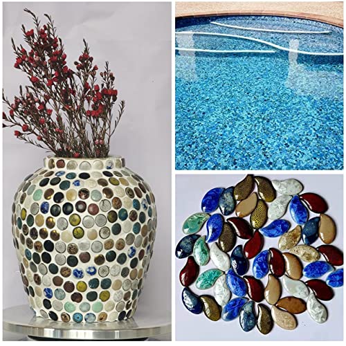 200g Ceramics Mosaic Tiles Random Color Mixed Round Ceramics Tiles Bulk for Craft DIY Plates Flowerpots Vases Cups Mosaic Making Supplies 20mm