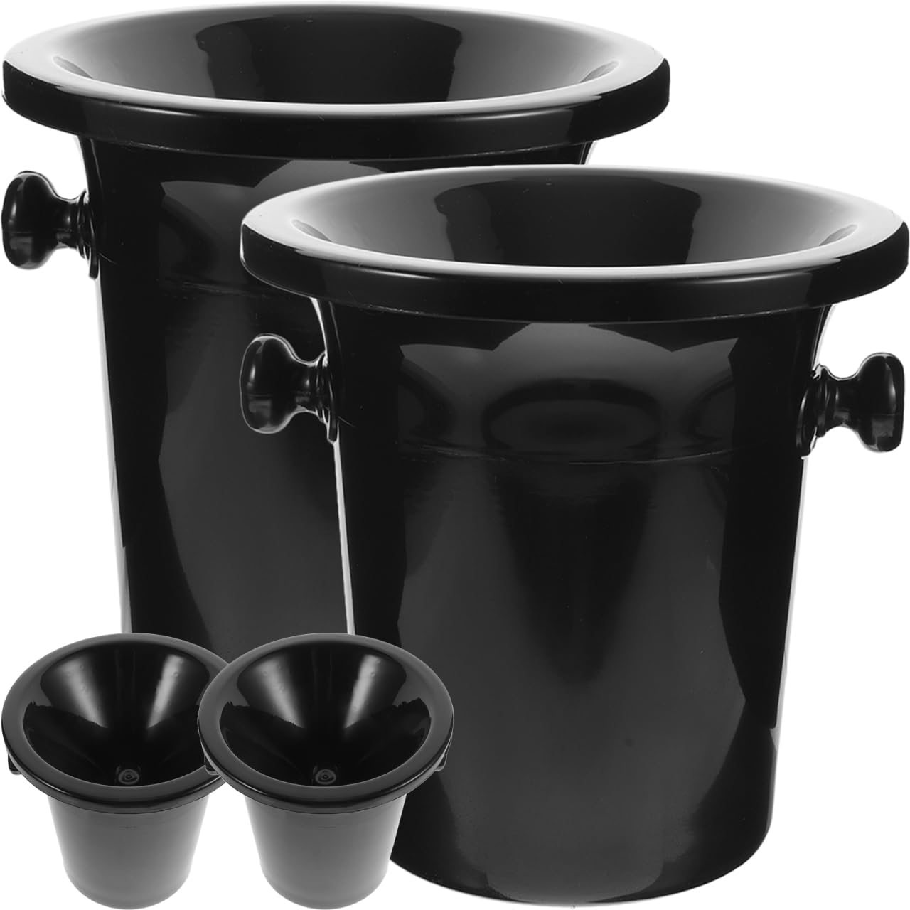 DOITOOL Barril Escupidera De Vino Negro para Fiestas Cubo De Hielo Redondo De PláStico para Almacenamiento De Bebidas 21Cm