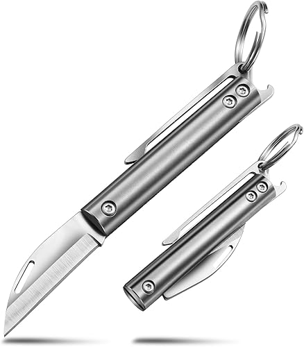 Mini llavero cuchillo de aleación de titanio plegable cuchillo de bolsillo diario cortador de caja EDC cuchillo creativo, llavero de regalo creativo