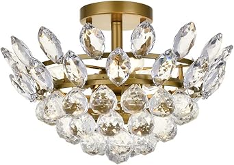 Elegant Lighting Indoor Modern Home Decorative Bright Emilia 14 inch Flush Mount in Brass