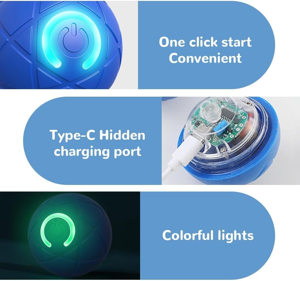 Interactive Dog Toys, 2026 New Moving Bouncing and Rotating Balls, Durable Automatic Rolling Ball for Indoor Play, Dog Ball Shaky Balls Toy for Dogs (Blue+Orange)