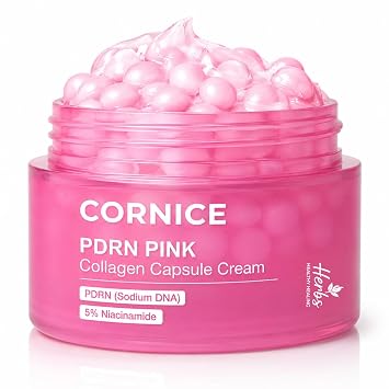 Salmon PDRN Pink Collagen Capsule Cream for Face Korean Face Moisturizer with Niacinamide, Hyaluronic Acid & Retinol Lightweight Gel Cream for Dry, Dull-Looking Skin, 1.94 oz