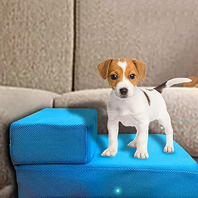 Foto 5 de 7 de dragonaur-home decor Escalera plegable de malla de 2 pasos para perros con rampa para mascotas y escaleras