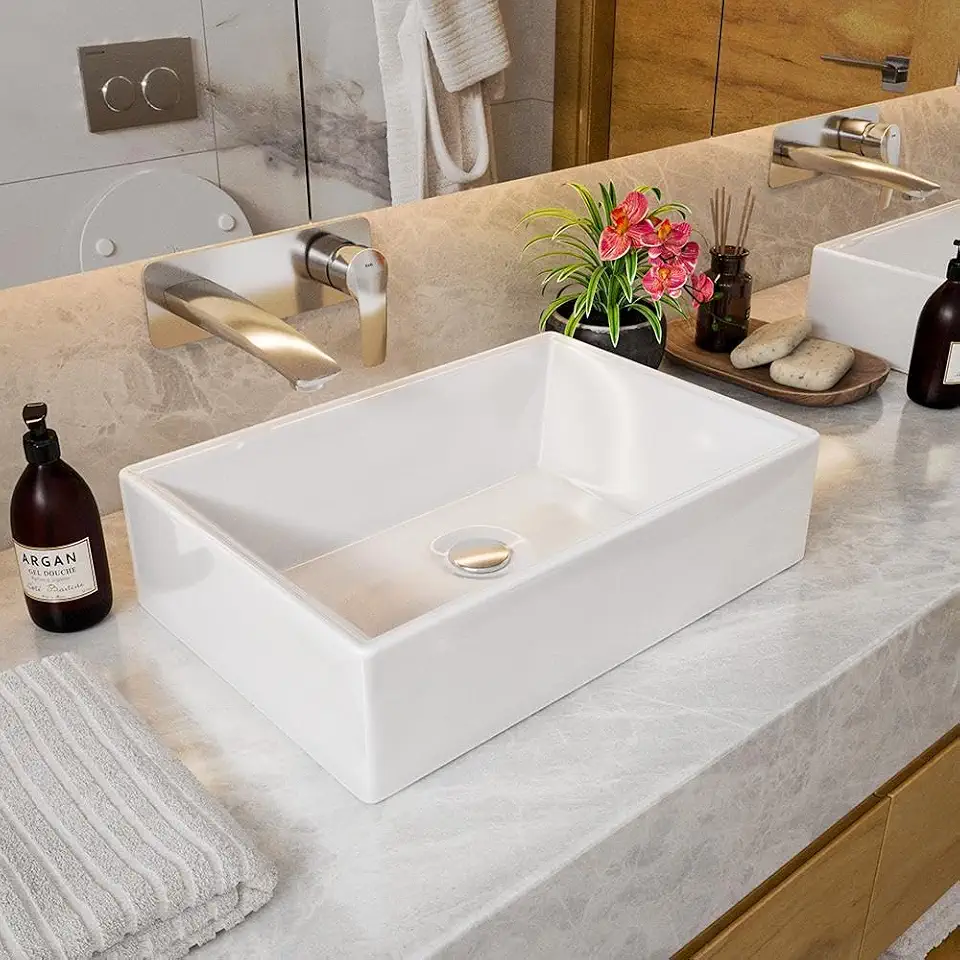 Cuba de Apoio Safira para Lavabo e Banheiro – Design Moderno em Mármore Sintético