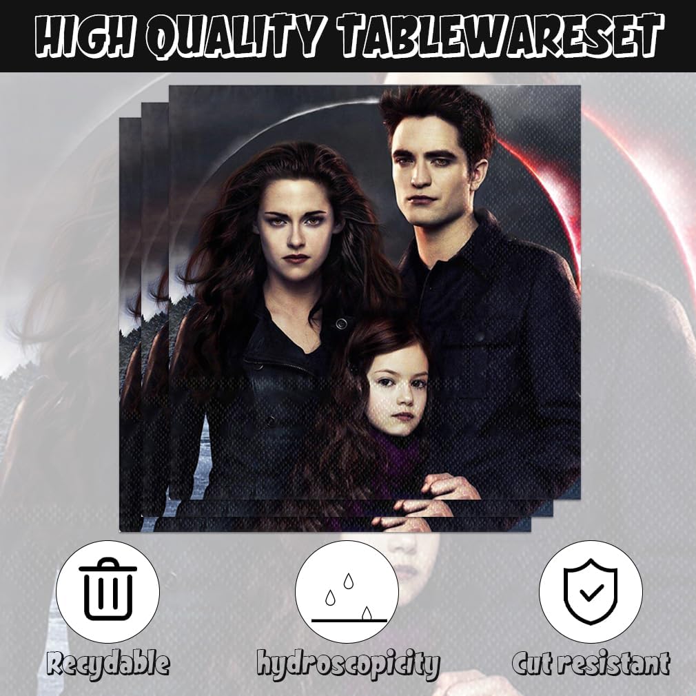 Autrpoweo 40pcs Saga of Twilight Party Decorations Tableware Dessert Plates and Napkins