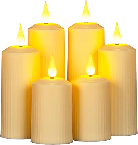 Paquete de 6 velas sin llama que funcionan con pilas con temporizador y control remoto, velas parpadeantes falsas, velas LED eléctricas para