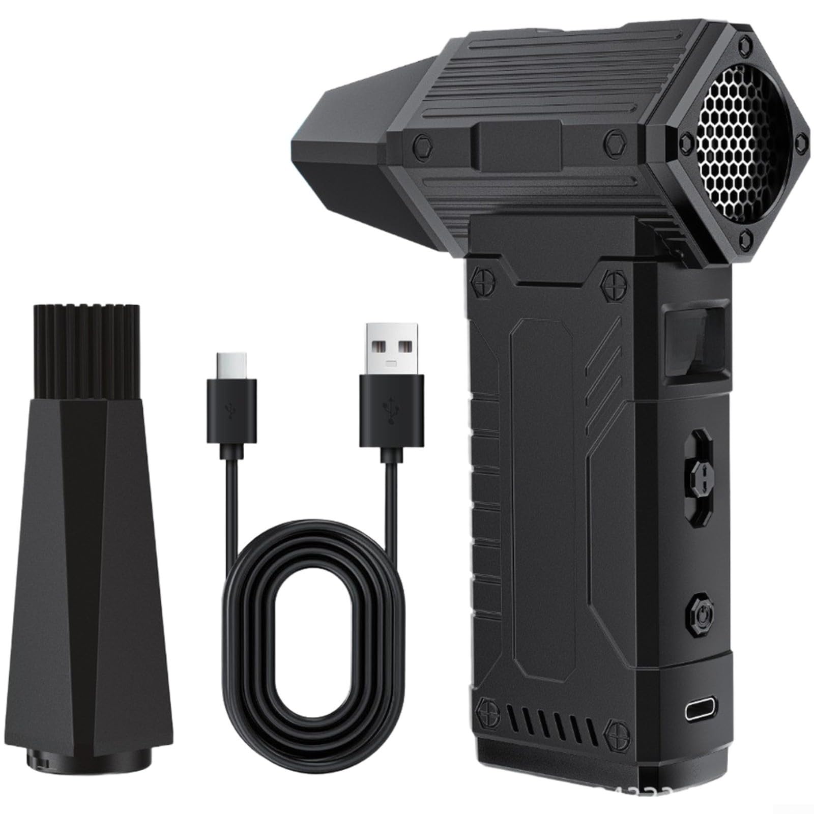 Ventilateur turbo sans fil noir A avec écran LED et moteur sans balais puissant