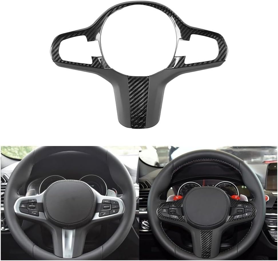1pcs Car Steering Wheel Black Real Carbon Fiber Cover - No Skeleton Replacement Parts For BMW 567 Series X3X4 Series 2018-2019 Models Car Accessories