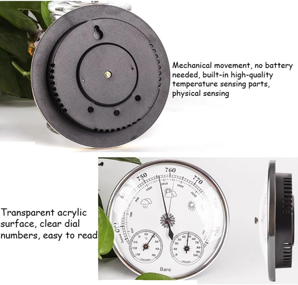 barometers for The Home,Barometer Thermometer Hygrometer - 3 in 1,Hanging Steel Barometer,Ambient Weather Station,for Home Wall,Office,Factory