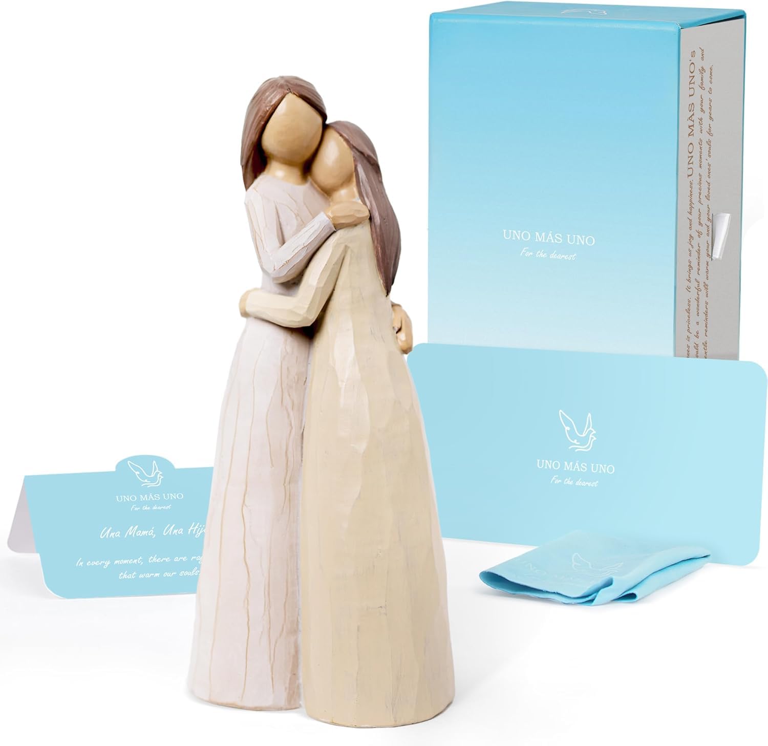 UNO MAS UNO Gift for Mom from Daughter – Personalized Sculpted Hand-Painted Figurine for Mother’s Day, Wedding, Birthday, Christmas & Valentine’s Day