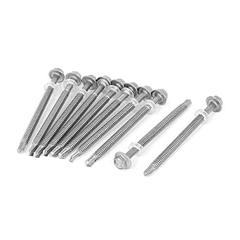 Ubersweet Imported M5.5x75mm Hex Washer Head Self-Drilling Roofing Siding Screws 10pcs