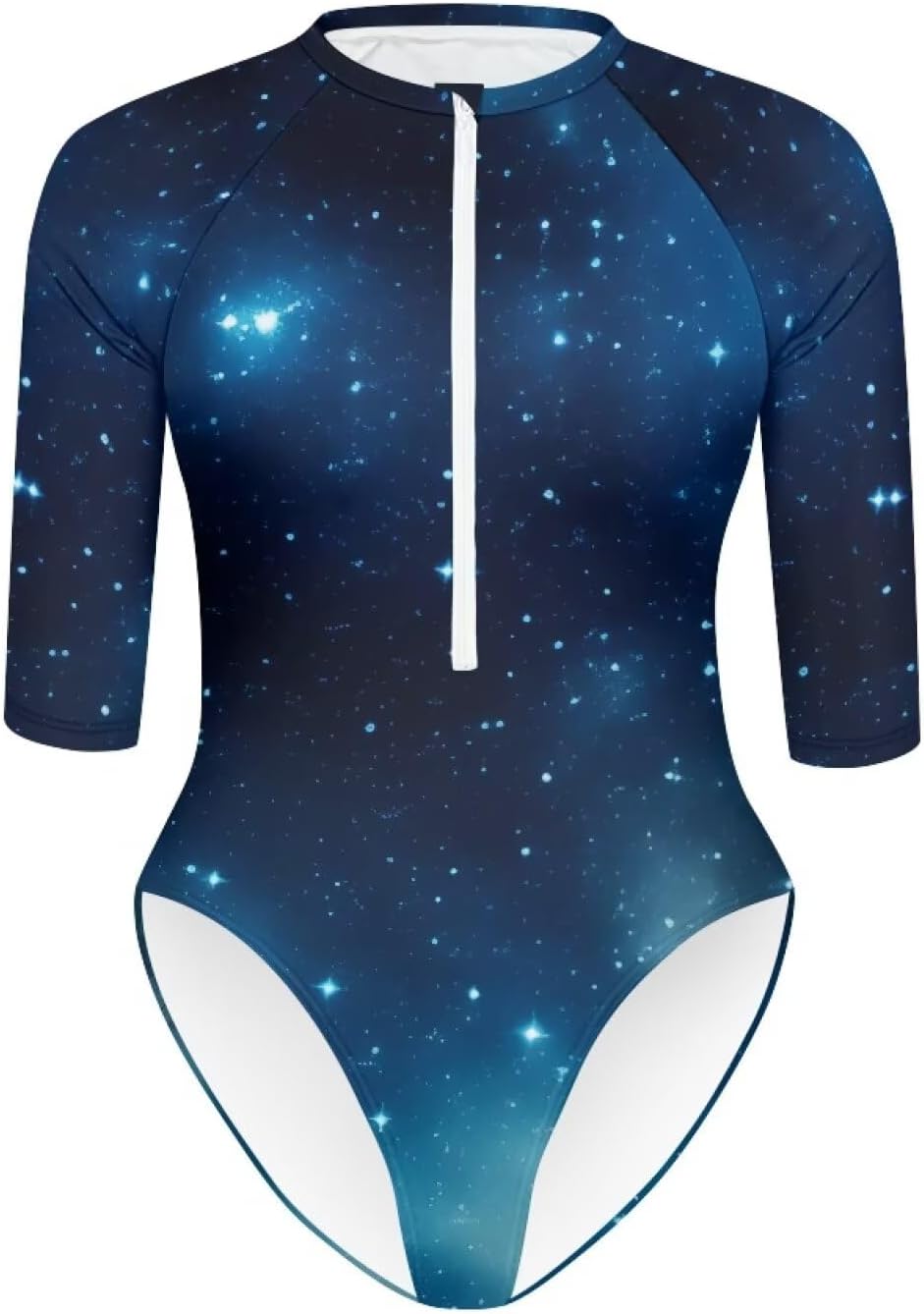 Women's One Piece Swimsuits Rash Guard Short Sleeve Bathing Suits V Neck Zip Front Swimwear