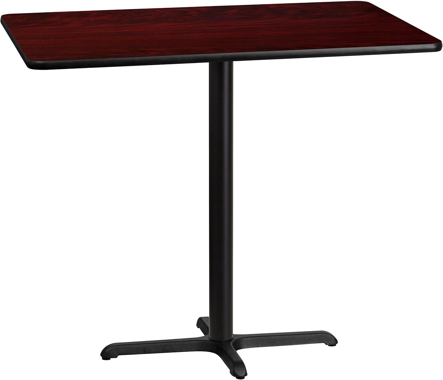 BOWERY HILL Contemporary Round Restaurant Bar Table, 24 in Top, Laminate Wood and Cast Iron, Black/Mahogany Finish, Heat Resistant, Commercial Grade Dining Table for Hospitality or Home Spaces