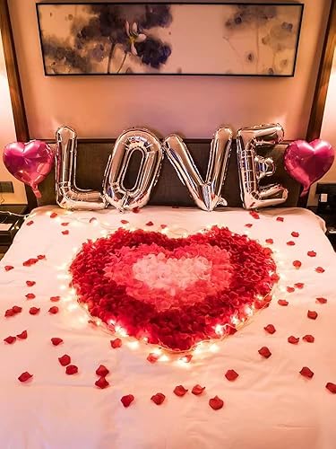Vista 20 de 1000 pétalos de rosa artificiales para bodas, pétalos de flores, noche romántica para ella/él, compromiso, decoraciones de flores, eventos, fiestas