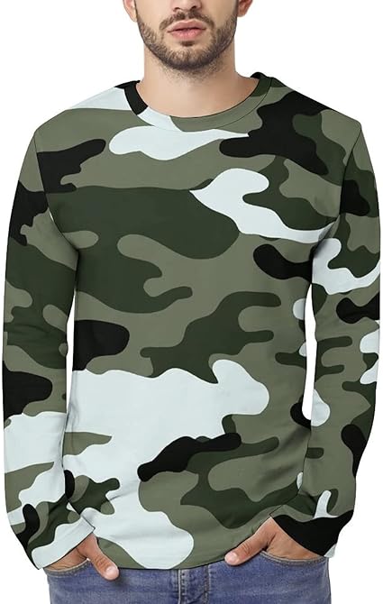 Amazon Co Jp Tシャツ 長袖 ロングスリーブtシャツ メンズ インナーシャツ ロンt 定番 迷彩柄 カモフラージュ カジュアル トップス 上着 クルーネック 無地 ファッション 快適 柔らかい おしゃれ キャラクター プリント 春 秋 冬 ファッション