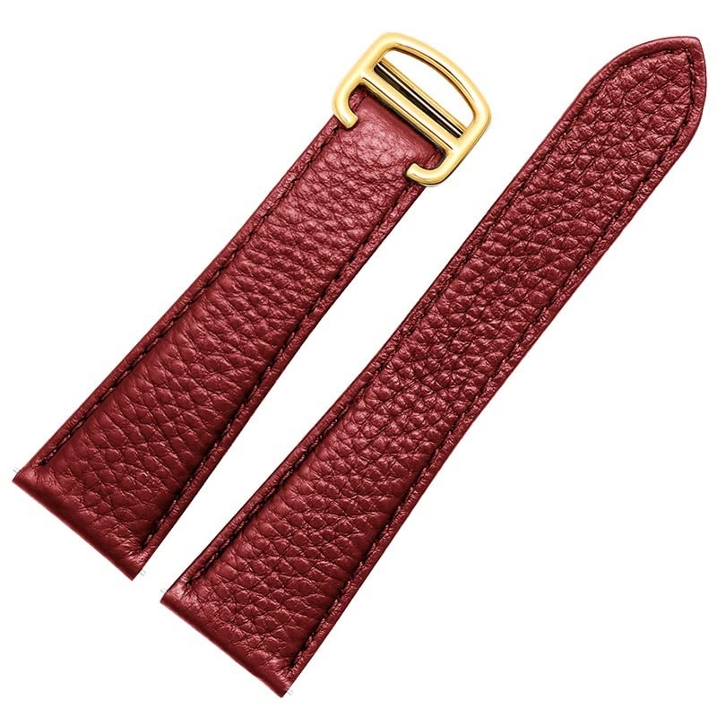KGFDSGDS Correa de reloj de cuero Litchi para Cartier Tank London Solo Series WSTA0029 WSTA0030 Correa de reloj de cuero 22mm 23mm hombres y mujeres