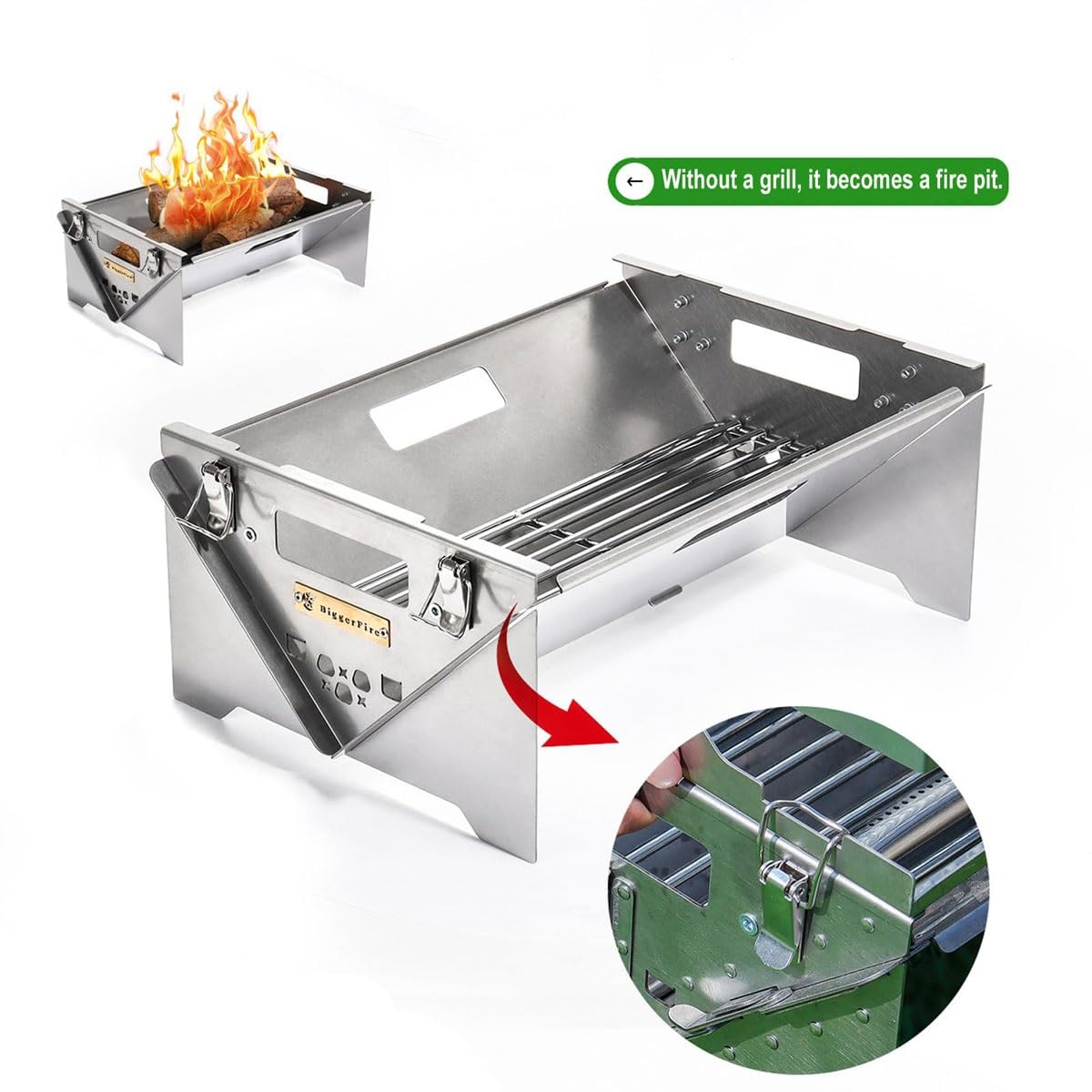 Griglia a carbone portatile girevole a 360°,griglie for barbecue girevoli in acciaio inossidabile con vassoio rimovibile e telaio in acciaio regolabile,griglia for barbecue a carbone portatile