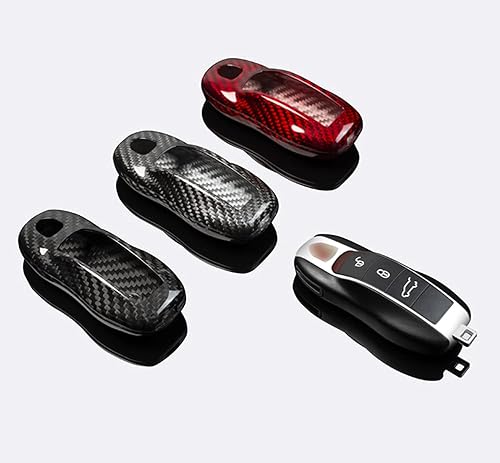 Miniatura 3 de Funda para llavero de fibra de carbono auténtica 100% pura, ajuste deportivo para Porsche Boxster Turbo Cayenne Panamera Macan Cayman 911 918 996