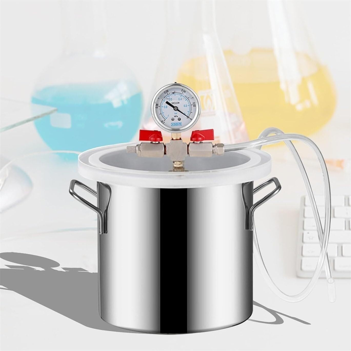 Gallon Vacuum Degassing Chamber, 304 Stainless Steel Epoxy Vacuum Chamber Kit, Wood Stabilizer, with Acrylic Crystal Cover and Hose(75L/20GaL)