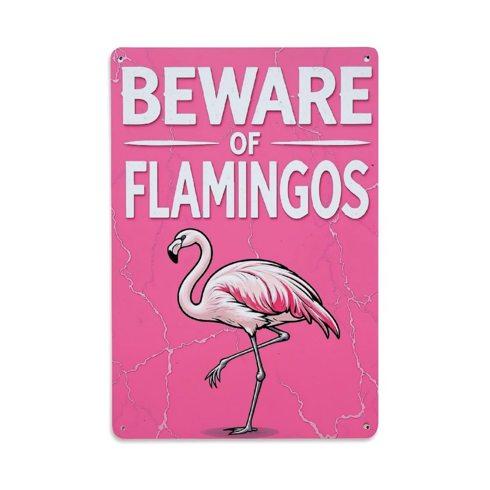Jdfenggu Vintage Pink Flamingo Warning Sign Pattern Retro Metal Tin Sign, Decor Art Poster For Bar, Home, Man Cave, Kitchen, Laundry Room Gift 8X12inch