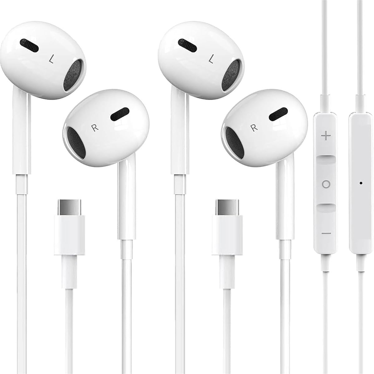 2 Packs USB C Headphones for iPhone 17/16/15 Pro Max Plus Type C Earphones with Microphone & Remote Noise Cancelling Earbuds for iPhone 17/16/15 Pro, iPad, Galaxy S26/S25/S24/S23/Ultra Note 10/20