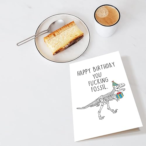 Miniatura 4 de Chenive Divertida tarjeta de cumpleaños para él y ella, tarjeta de cumpleaños rudo para hombres y mujeres, feliz cumpleaños con f*cking Fossil