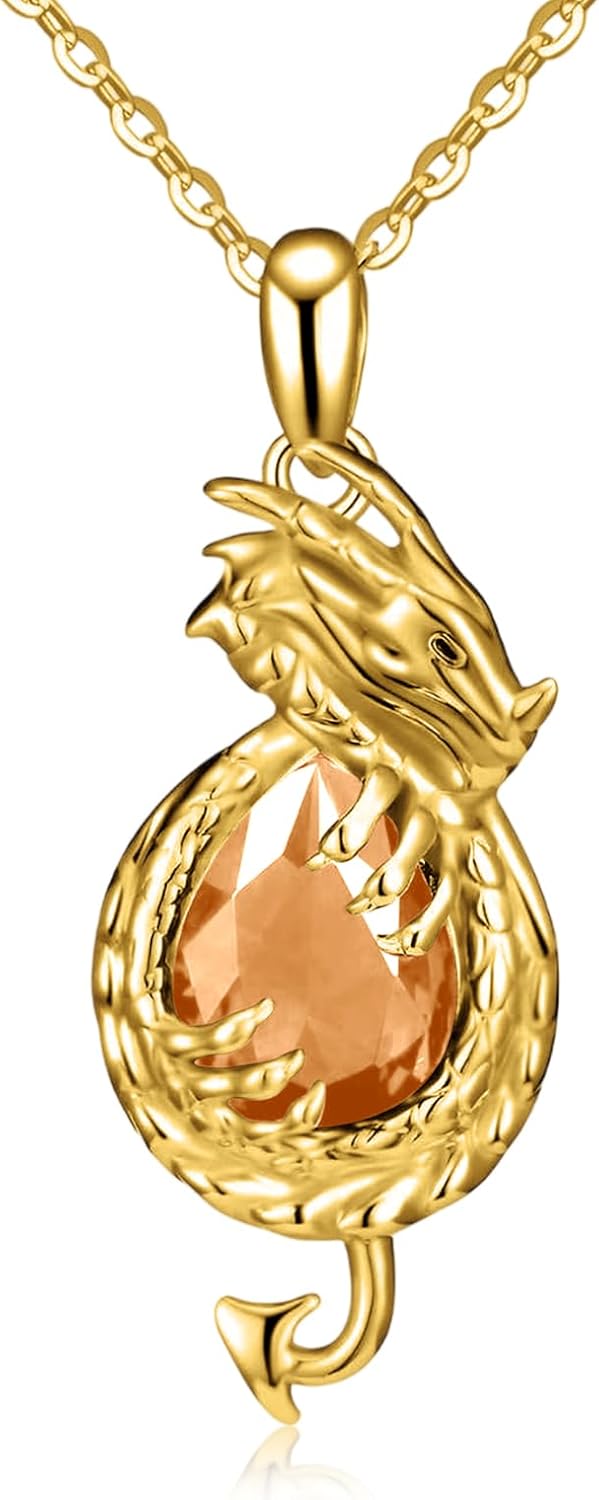 Christmas Gifts 18k Gold Plated Cat/Fox/Dragon Pendant Necklace 925 Sterling Silver 18+2 inchs Chain Animal Jewelry Birthday Gifts for Women