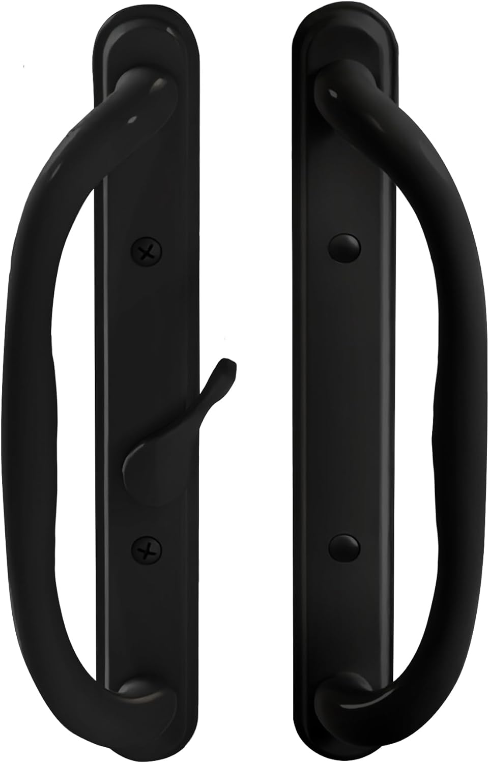 10" Olympus Sliding Patio Glass Offset Black Pull Handle Set Replacement - Non-Keyed Handle fits 3 ¹⁵/₁₆ inches Hole Spacing, and 1-1/4" to 2-1/4" Door Thickness - Fix and Repair Door Hardware