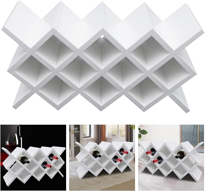 Estante para Vino 10 Botellas JEYUUMIM Blanco de Madera Aglomerada miniatura 5