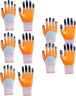 Multipurpose Nylon Anti Cut PU Nitrile Coating Work Safety Gloves, Hand & Fingers, Gardening, Mechanical, Construction, Agriculture & Automotive – Durable & Comfortable (5 Pairs Orange)