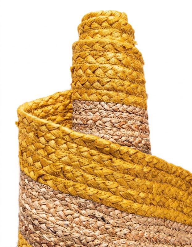 Tapis de sol en jute naturelle fait main Jaune/beige 2,1 x 3,4 m
