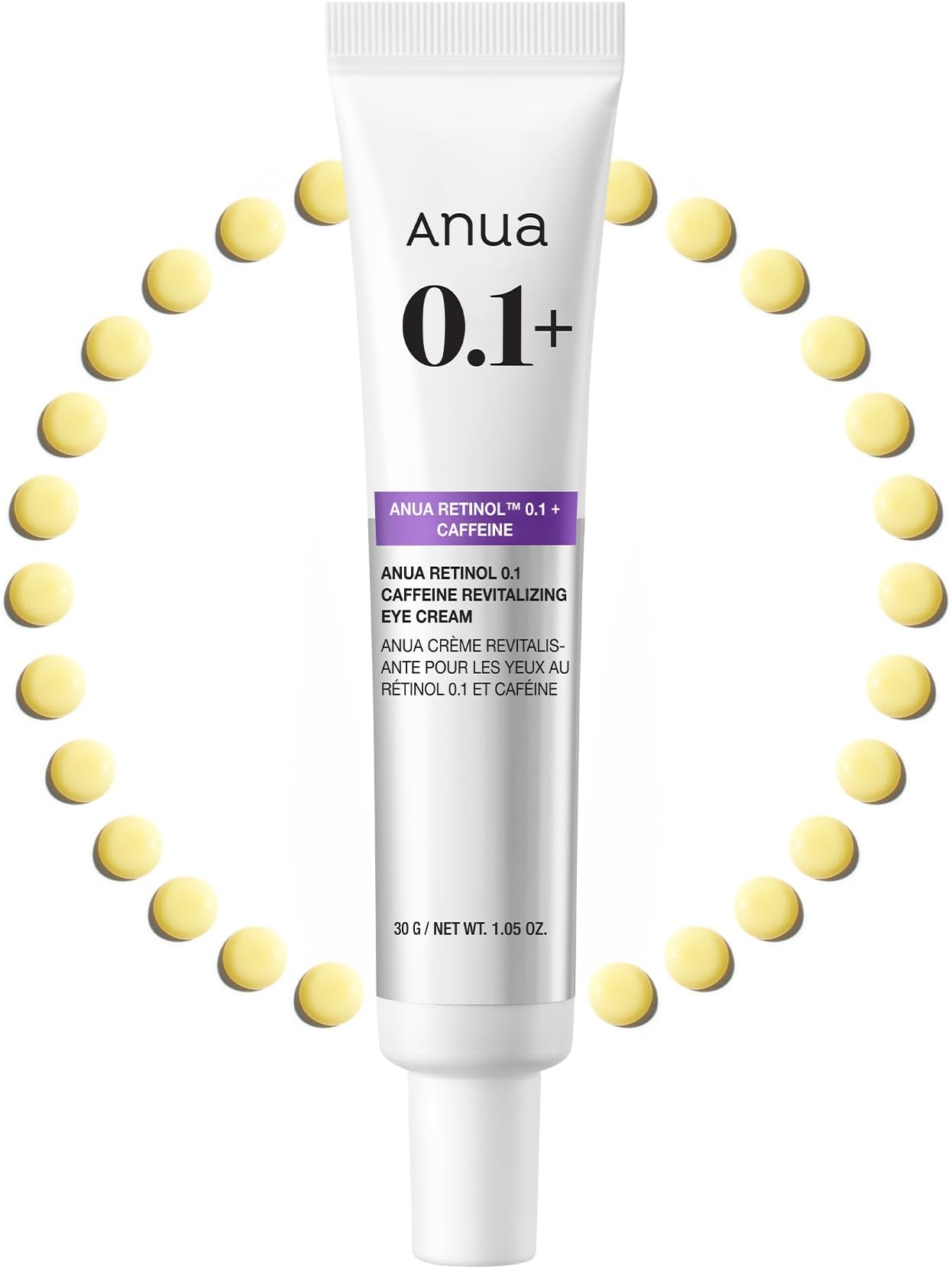 Retinol 0.1 Caffeine Revitalizing Eye Cream, Lightweight Formula for Dark Circles & Puffiness, Hydrating for Sensitive Skin, Korean Skincare,1.05 fl oz