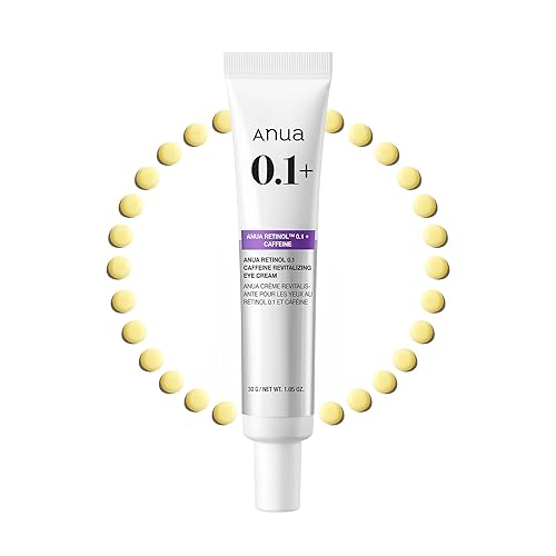 ANUA Retinol 0.1 Caffeine Revitalizing Eye Cream, Under Eye Cream For Hydration, Glow Up Eye Contour, Niacinamide, Retinol For Face, Night Cream For Eye Care, Korean Skin Care (30g/1.05oz)