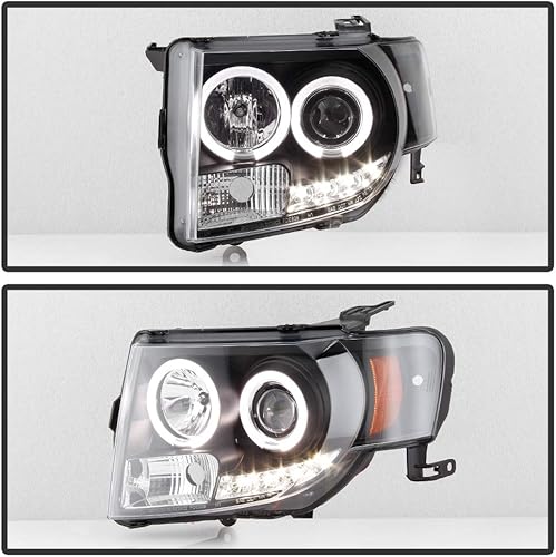 Miniatura 5 de ACANII - Para Ford Escape 2008-2012 LED Halo Black Housing Proyector Faros Faros Delanteros, Lado del Conductor y del Pasajero