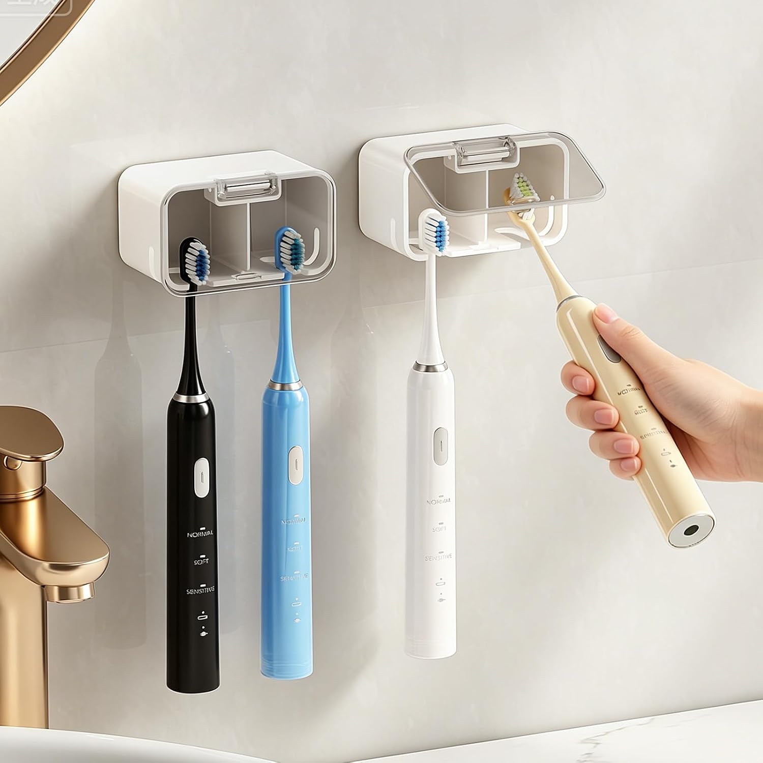 MOPMS Toothbrush Holders for Bathrooms with 2 Slot Independent Compartment