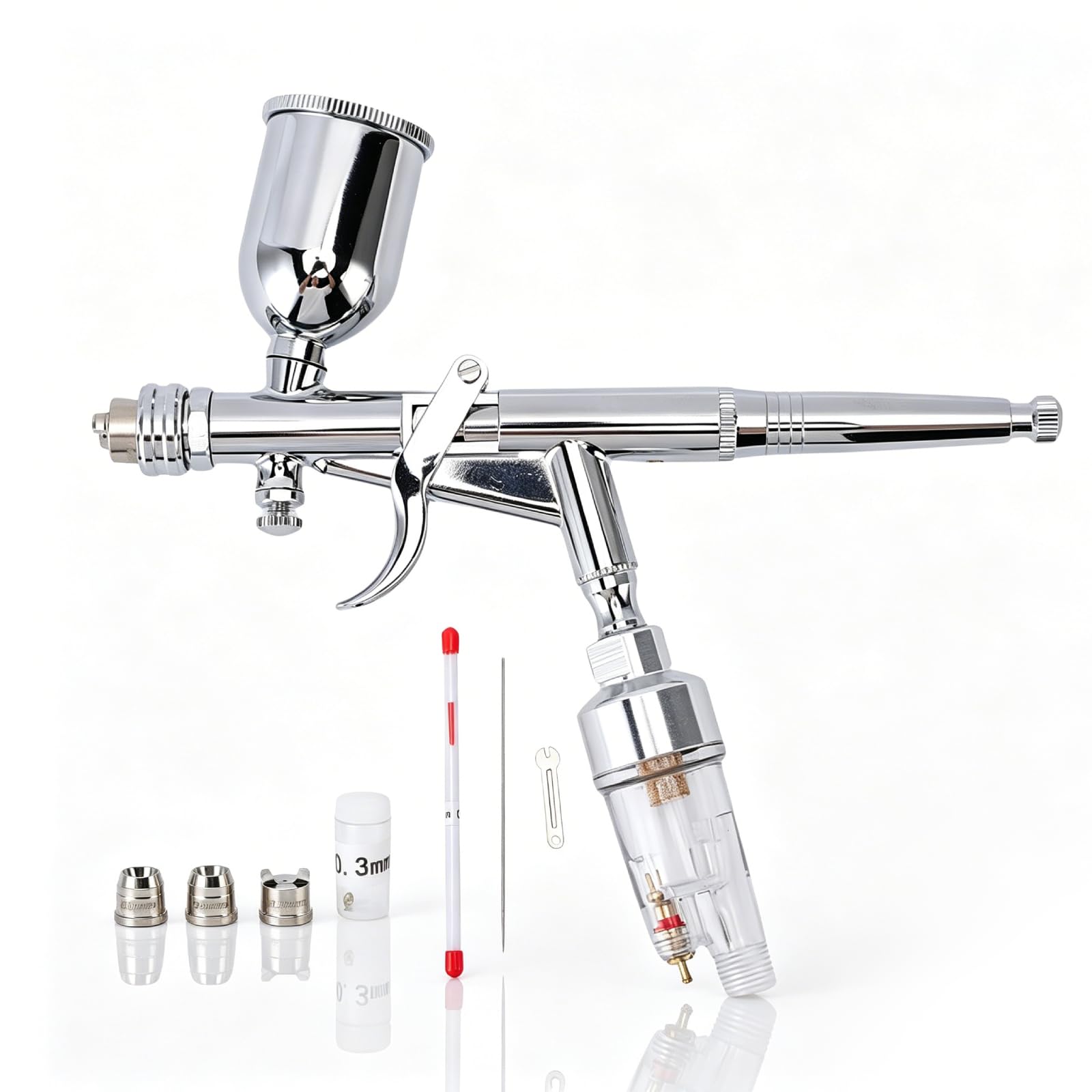 Airbrush Set, Double Action Airbrushpistole Set Einstellbar Airbrush Pistole Spritzpistole Lackierpistole Mit Düse 0,3mm, Air Brush Pistole Für Modellierung, Nailart, Kuchen Dekoration