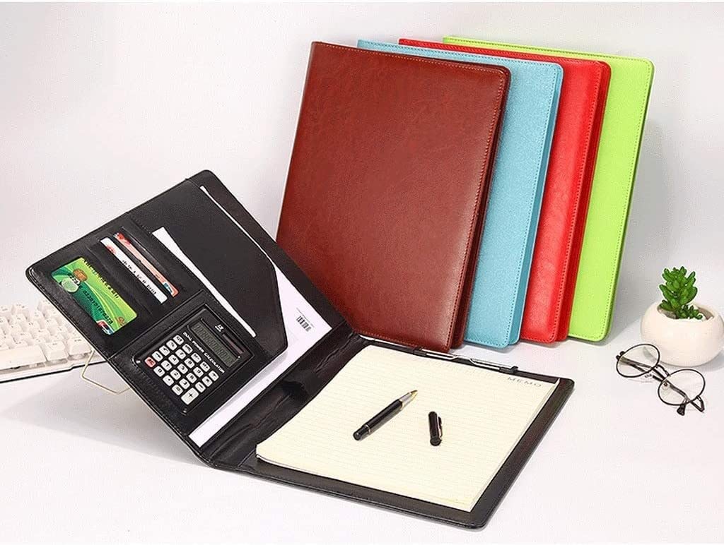 Teczki, PU Leather Schowek A4 Folder Plików Z Kalkulatorem Wielofunkcyjne Materiały Biurowe Organizator Manager Folder Podkładek Na Dokumenty Koperty, Duża Pojemność(D)